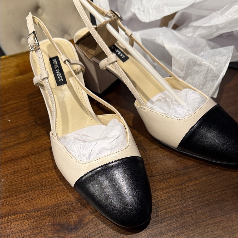 Nine West Black and Cream Heels